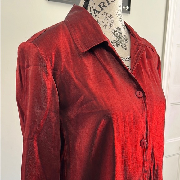 TanJay Red Long Sleeve Button Down Shirt - Picture 2 of 7